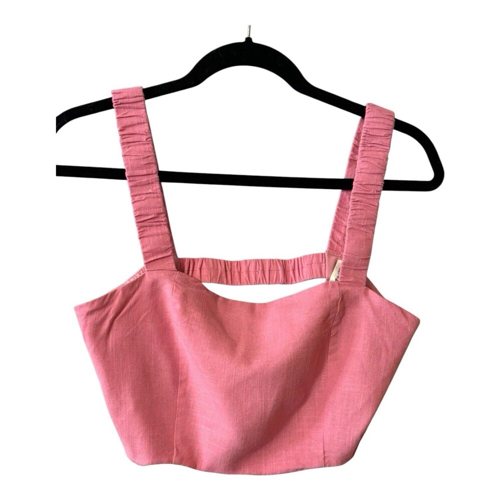 Blue Rain Women’s Pink Halter Top Linen Cropped Beach Summer Size Medium